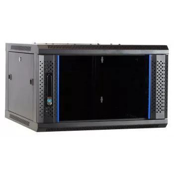 DSIT DS6604-F 6U nástenné serverové puzdro so sklenenými dverami, 600x450x320 mm, čierne