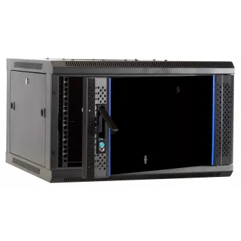 DSIT DS6604-F 6U nástenné serverové puzdro so sklenenými dverami, 600x450x320 mm, čierne
