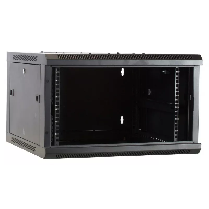 DSIT DS6604-F 6U nástenné serverové puzdro so sklenenými dverami, 600x450x320 mm, čierne