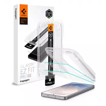 Spigen Glas.tR EZ Fit Pro AC balenie 2 ks tvrdené sklo ochrana displeja pre Samsung Galaxy S26 FE - číre, tvrdosť 9H, rám na automatické zarovnanie