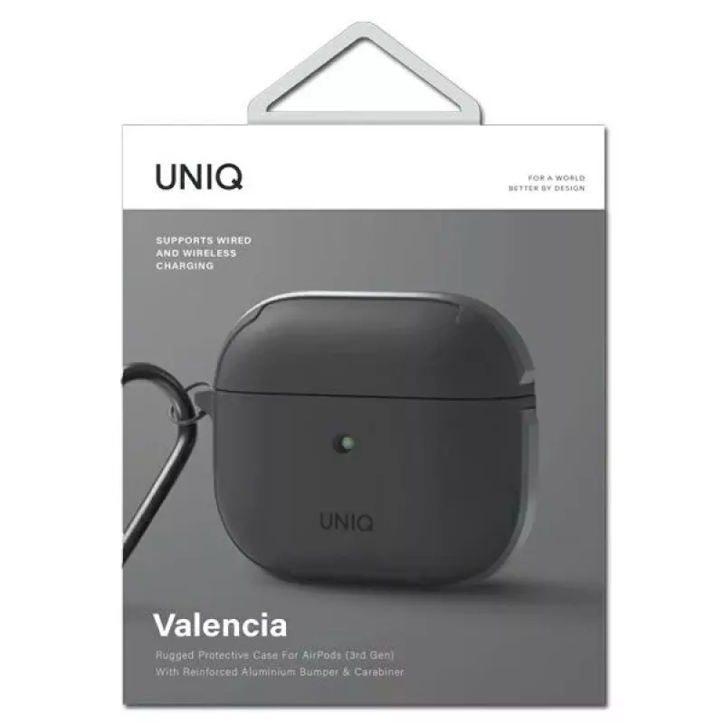 UNIQ Valencia antibakteriálne puzdro pre AirPods 3. generácia, sivá
