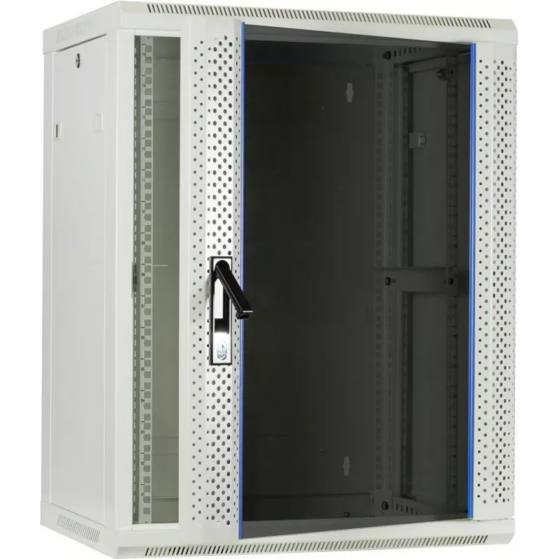 DSIT 15U nástenný serverový rozvádzač so sklenenými dverami, biela, 600x450x770 mm (DS6415W)
