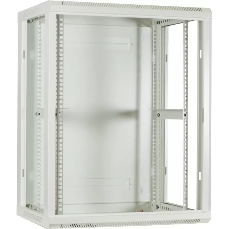 DSIT 15U nástenný serverový rozvádzač so sklenenými dverami, biela, 600x450x770 mm (DS6415W)