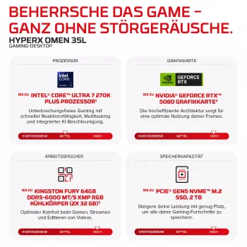 HP HyperX OMEN stolový herný PC GT18-0170ng - Intel Core Ultra 7 270K Plus, 32GB DDR5, 1TB SSD, NVIDIA GeForce RTX 5060 Ti 16GB, FreeDOS