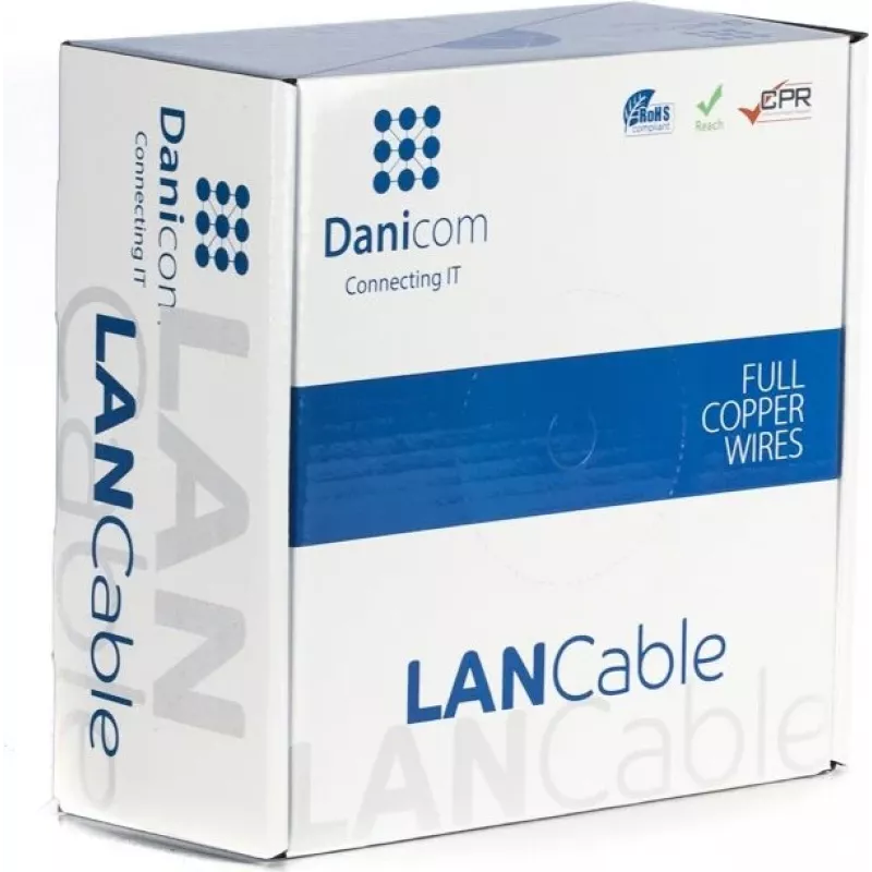 DSIT DANICOM CAT6A UTP 50m vonkajší kábel s plným vodičom, PE plášť (Fca) - čierna