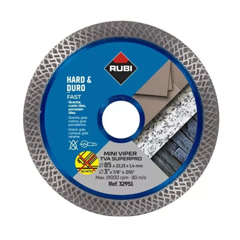 RUBI TVA 85 SUPERPRO MINI VIPER diamantový rezací kotúč s priebežným okrajom 85 mm x 15 mm
