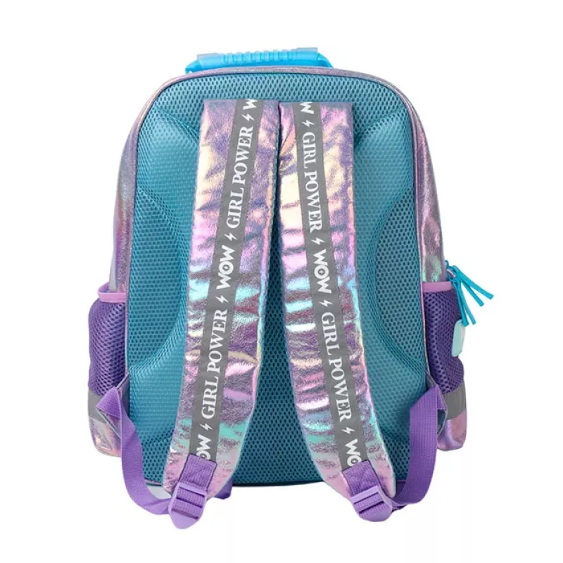 KIDS Wow Holo holografický školský batoh 14L A4 dievčenský trblietavý
