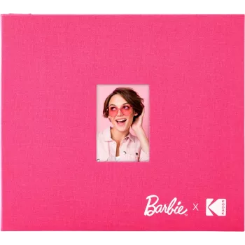 Kodak x Barbie 8x8 palcový scrapbook fotoalbum s látkovým obalom a okienkom na fotografiu, ružový (RODB2X3SBPK)