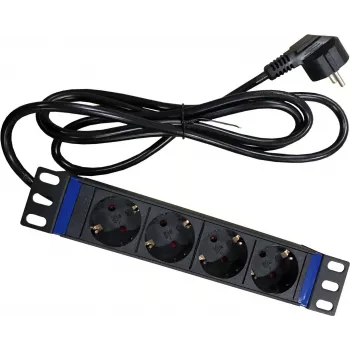 DSIT DS10-4PDU 10 palcová racková napájacia jednotka, 4 Schuko zásuvky, 16A, čierna