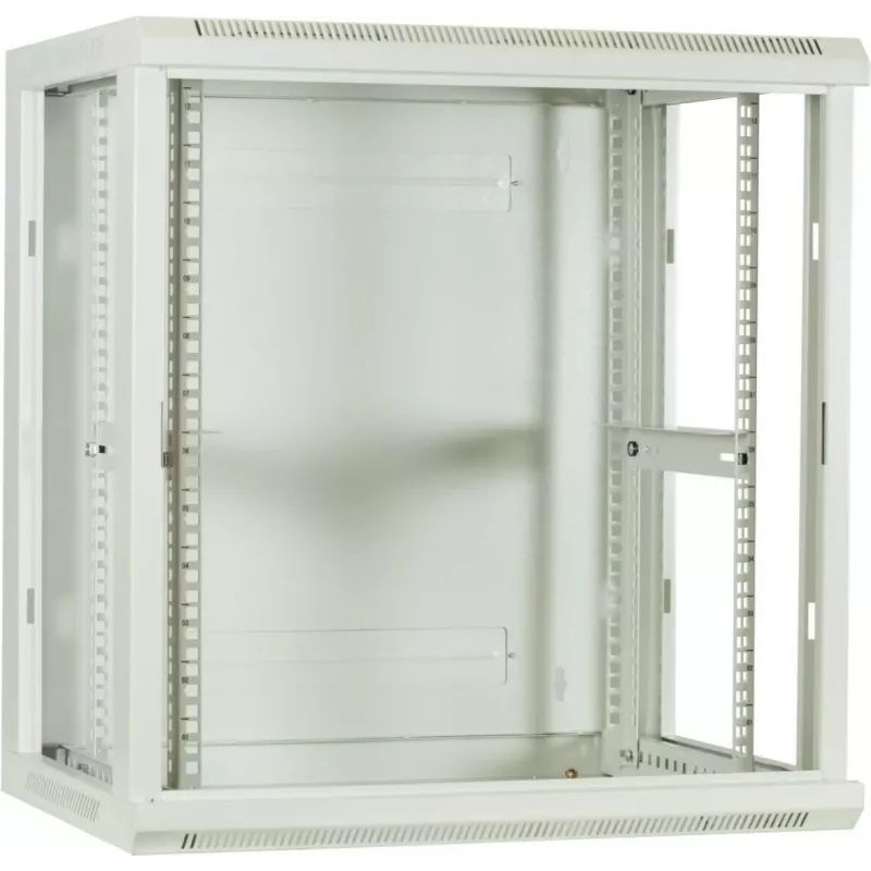 DSIT DS6412W 12U nástenný serverový rozvádzač so sklenenými dverami, 600x450x634 mm, biely
