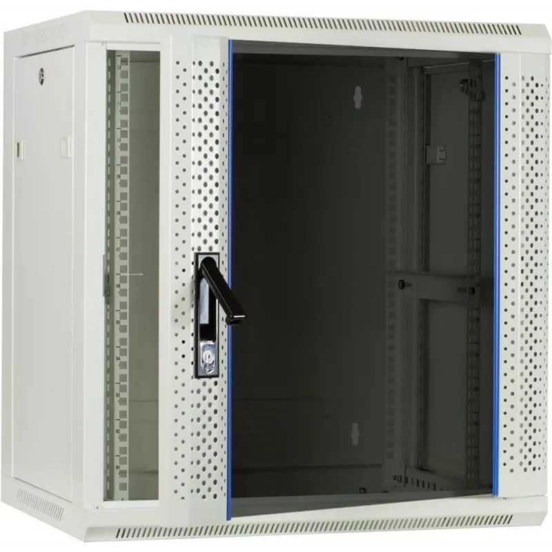 DSIT DS6412W 12U nástenný serverový rozvádzač so sklenenými dverami, 600x450x634 mm, biely