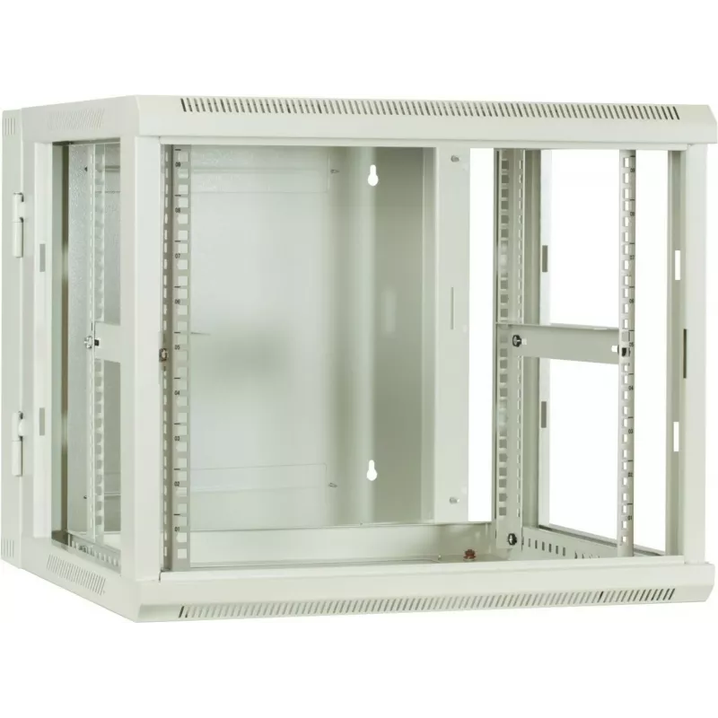 DSIT 9U obojstranný nástenný serverový rozvádzač so sklenenými dverami, biela, 600x600x501 mm (DS6609W-DOUBLE)