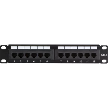 DSIT DS-10Patch6-12UTP 10 inch 12-portový UTP CAT6 patch panel, 1U racková montáž, čierna