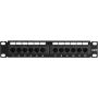 DSIT DS-10Patch6-12UTP 10 inch 12-portový UTP CAT6 patch panel, 1U racková montáž, čierna