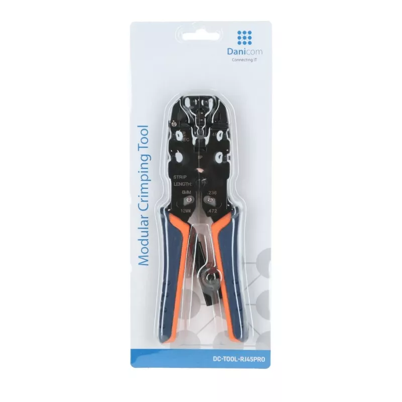 DSIT DC-TOOL-RJ45PRO profesionálne krimpovacie kliešte pre RJ45 konektory s rezačkou káblov a odizolovacími kliešťami