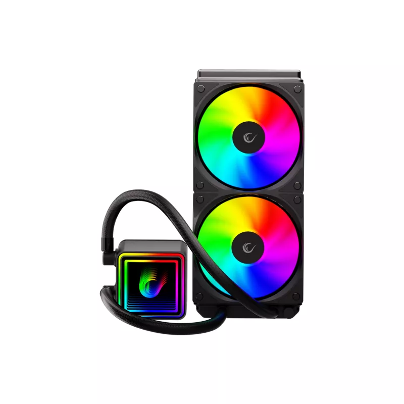 Rampage INFINITE V240 ARGB 240mm kvapalinový CPU chladič s teplotným displejom, čierny