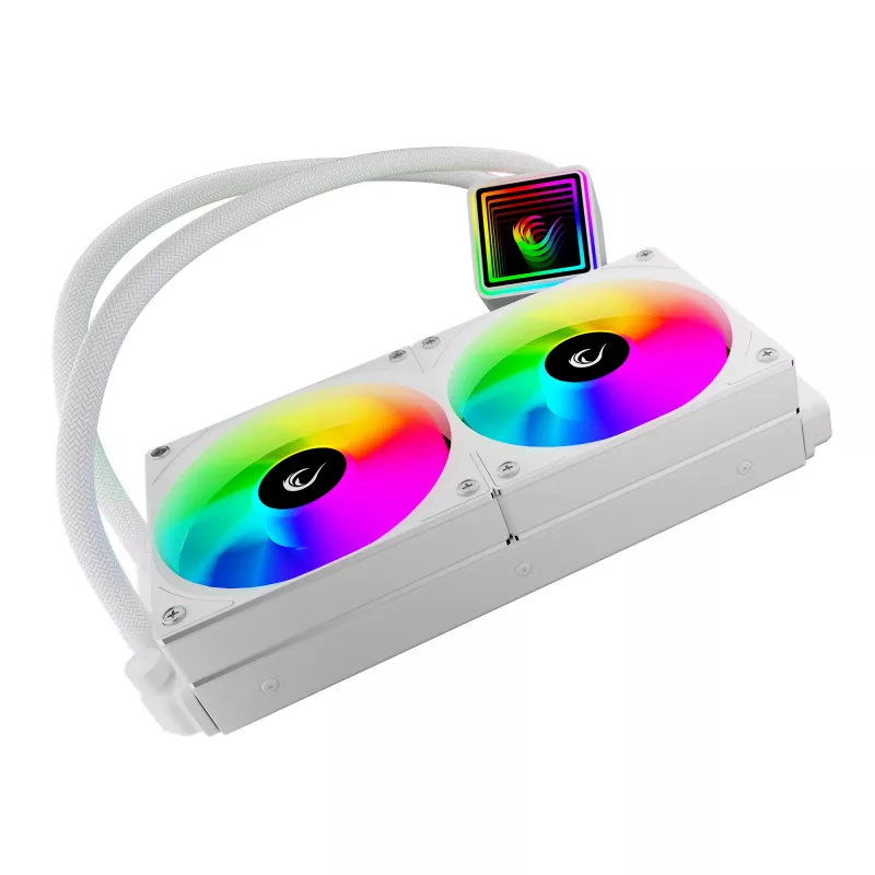 Rampage INFINITE V240 biela 240mm ARGB AIO kvapalinový CPU chladič s teplotným displejom