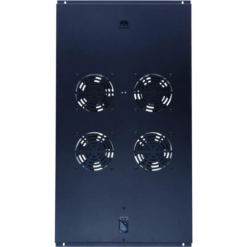DSIT DS-FT100 4-ventilátorová chladiaca jednotka pre serverový rack s termostatom pre skrine s hĺbkou 1000 mm, 1U, 230V, čierna