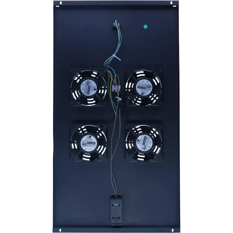 DSIT DS-FT100 4-ventilátorová chladiaca jednotka pre serverový rack s termostatom pre skrine s hĺbkou 1000 mm, 1U, 230V, čierna