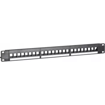 DSIT UTP keystone patch panel, 24-portový neosadený, 1U 19-palcová racková montáž, čierny