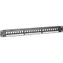 DSIT UTP keystone patch panel, 24-portový neosadený, 1U 19-palcová racková montáž, čierny