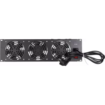 DSIT DS-FAN3FRONT 3U racková ventilátorová jednotka s 3 ventilátormi pre 19-palcové racky, čierna