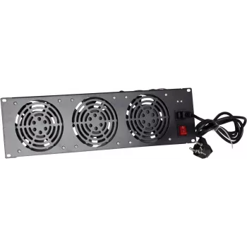 DSIT DS-FAN3FRONT 3U racková ventilátorová jednotka s 3 ventilátormi pre 19-palcové racky, čierna