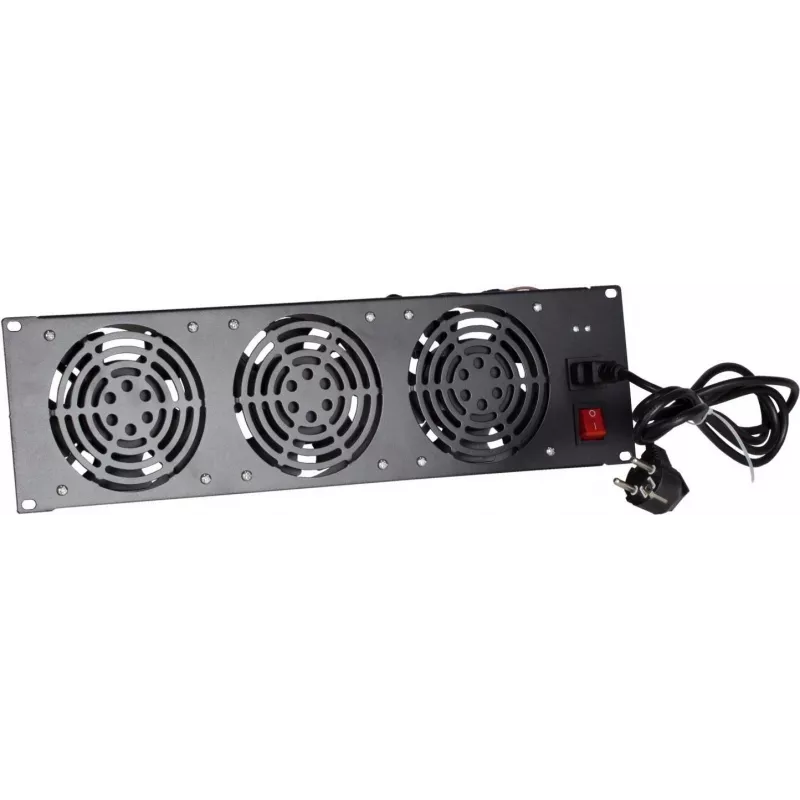 DSIT DS-FAN3FRONT 3U racková ventilátorová jednotka s 3 ventilátormi pre 19-palcové racky, čierna