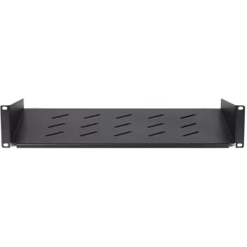 DSIT DS-FH2U300 2U pevná racková polica pre nástenné skrine s hĺbkou 450 mm, hĺbka 300 mm, čierna