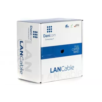 Kábel s plným vodičom DSIT DANICOM DC-UTP6A-100S-DCA CAT6A U/UTP, 100 m, LSZH (Dca)