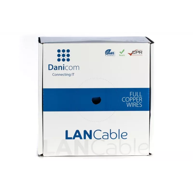 Kábel s plným vodičom DSIT DANICOM DC-UTP6A-100S-DCA CAT6A U/UTP, 100 m, LSZH (Dca)