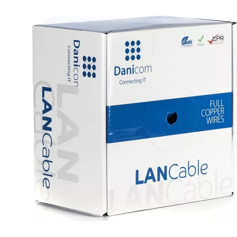 Kábel s plným vodičom DSIT DANICOM DC-UTP6A-100S-DCA CAT6A U/UTP, 100 m, LSZH (Dca)