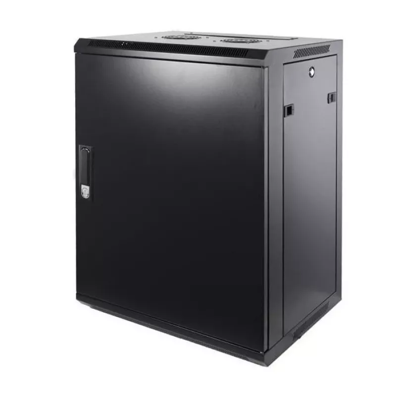 DSIT 15U nástenný serverový rozvádzač s kovovými dverami 600x600x770mm čierny