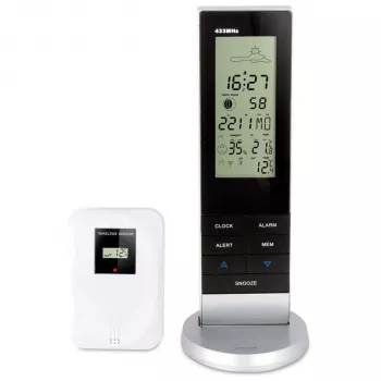 Alecto WS-1150 bezdrôtová meteostanica s vonkajším senzorom, čierna/strieborná