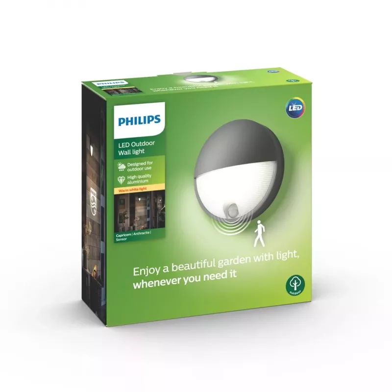 Philips vonkajšie svietidlo Capricorn 1x6,5W LED nástenné svietidlo antracit IP44