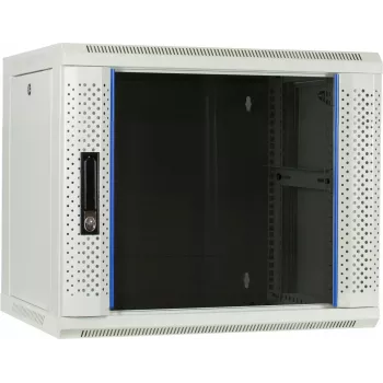 DSIT 9U nástenný serverový rozvádzač so sklenenými dverami, biela, 600x450x500 mm
