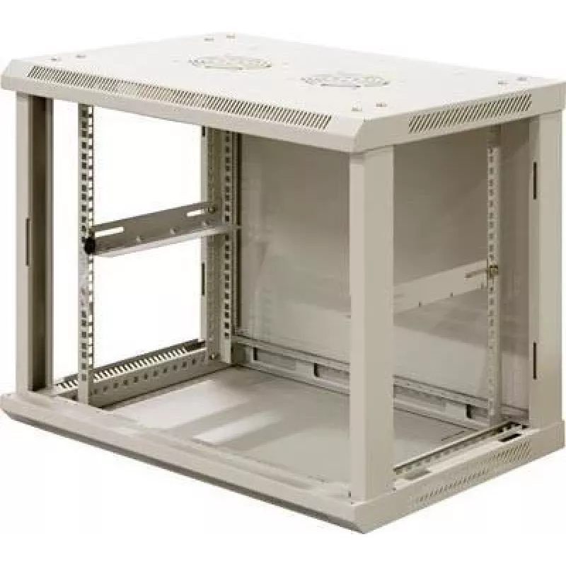 DSIT 9U nástenný serverový rozvádzač so sklenenými dverami, biela, 600x450x500 mm
