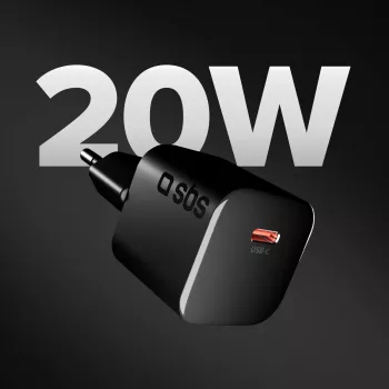 SBS 20W USB-C PD nástenná nabíjačka čierna