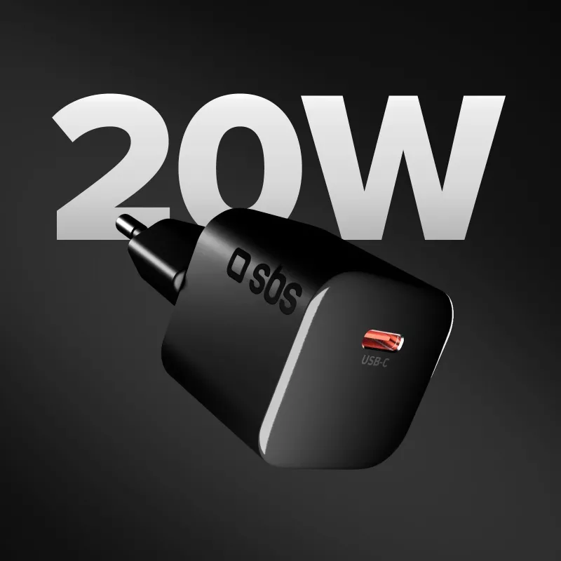 SBS 20W USB-C PD nástenná nabíjačka čierna