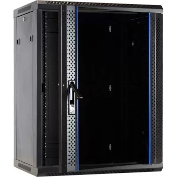 DSIT DS6415 15U nástenný serverový rozvádzač so sklenenými dverami, 600x450x770 mm, čierny