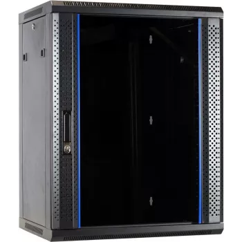 DSIT DS6415 15U nástenný serverový rozvádzač so sklenenými dverami, 600x450x770 mm, čierny