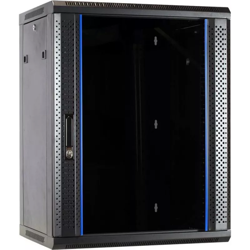 DSIT DS6415 15U nástenný serverový rozvádzač so sklenenými dverami, 600x450x770 mm, čierny