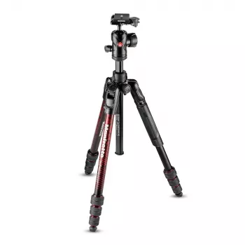 Manfrotto MKBFRTA4RD-BH Befree 4-sekčný hliníkový cestovný statív s guľovou hlavou, červený