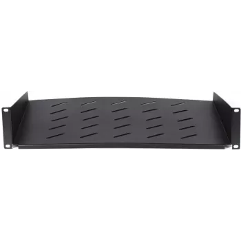 DSIT DS-FH2U400 2U pevná polica pre nástenné skrine s hĺbkou 600 mm, hĺbka 400 mm, čierna