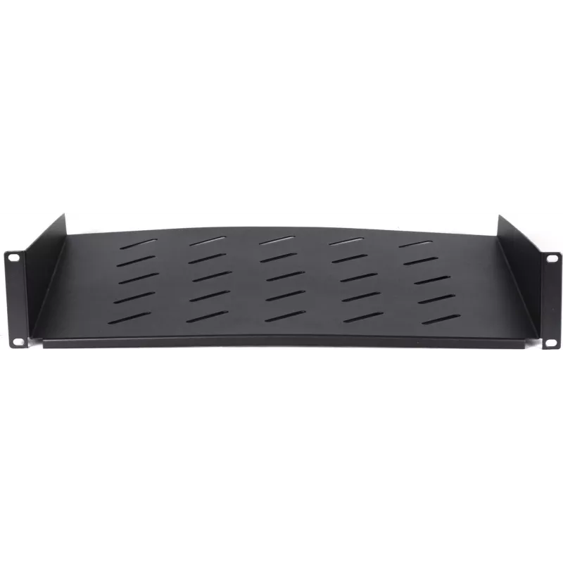 DSIT DS-FH2U400 2U pevná polica pre nástenné skrine s hĺbkou 600 mm, hĺbka 400 mm, čierna