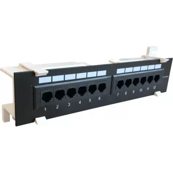 DSIT CAT 6a nástenný patch panel, 12-port UTP, čierny