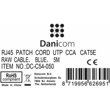 DSIT CAT 5e U/UTP sieťový patch kábel, 5 m, modrá, CCA, RJ45 (DC-C54-050)
