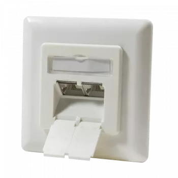 DSIT DC-Wall-In-STP6A-I podomietková Cat.6a tienená 2-port RJ45 zásuvka, slonovina