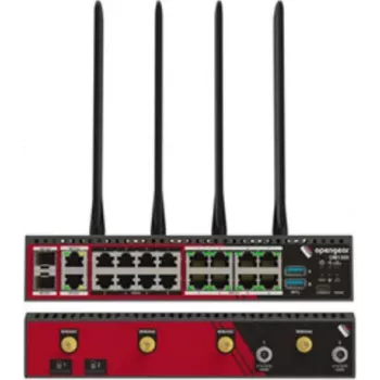 Opengear OM1304-4E 4-portový RS232 sériový modul so 4-portovým gigabitovým ethernetovým switchom, softvérovo voliteľné zapojenie pinov X1/X2