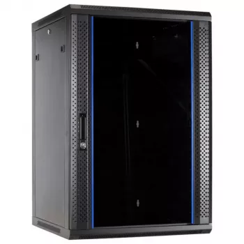 DSIT 27U nástenný serverový rozvádzač s presklenými dverami, 600x600x1300 mm, čierny